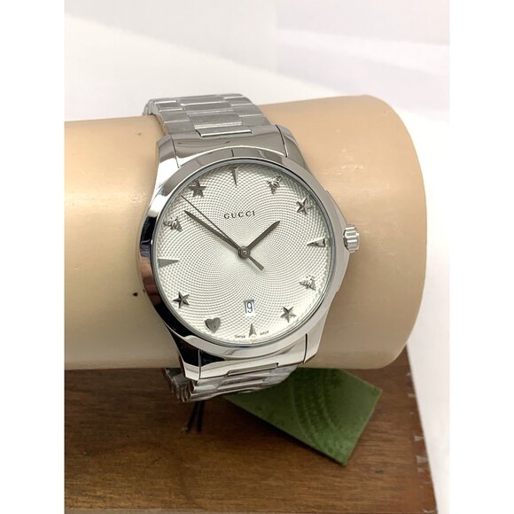 Gucci Women's Watch YA1264028 G-Timeless Swiss Quartz Silver Dial Steel 38mm - Picture 11 of 14